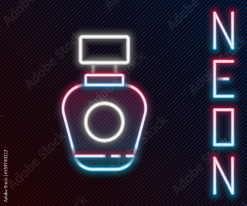 Glowing neon line Perfume icon isolated on black background. Colorful outline concept. Vector Illustration