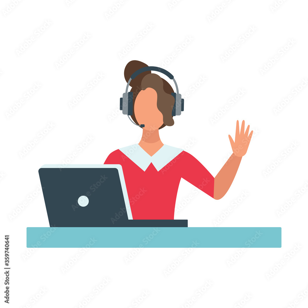 customer service concept, hotline operator advises customer, online global technical support 24/7, customer and operator. Vector illustration customer service concept, hotline operator advises customer, online global technical support 24/7, customer and operator. Vector illustration