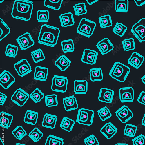 Line Aroma lamp icon isolated seamless pattern on black background.  Vector Illustration