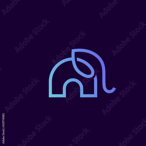 elephant with lineart style logo design