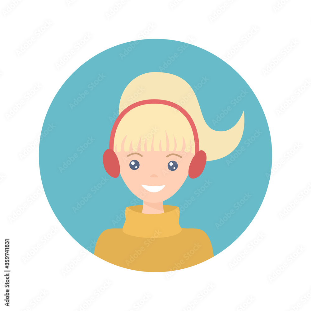 User icon of young woman in flat style