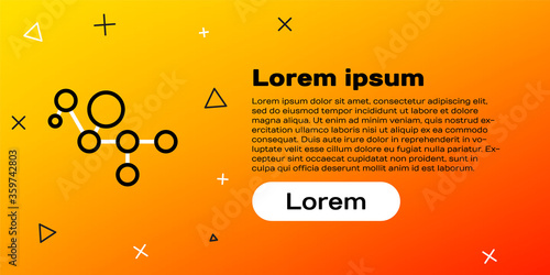 Line Cannabis molecule icon isolated on yellow background. Cannabidiol molecular structures, THC and CBD formula. Marijuana or cannabis. Colorful outline concept. Vector Illustration