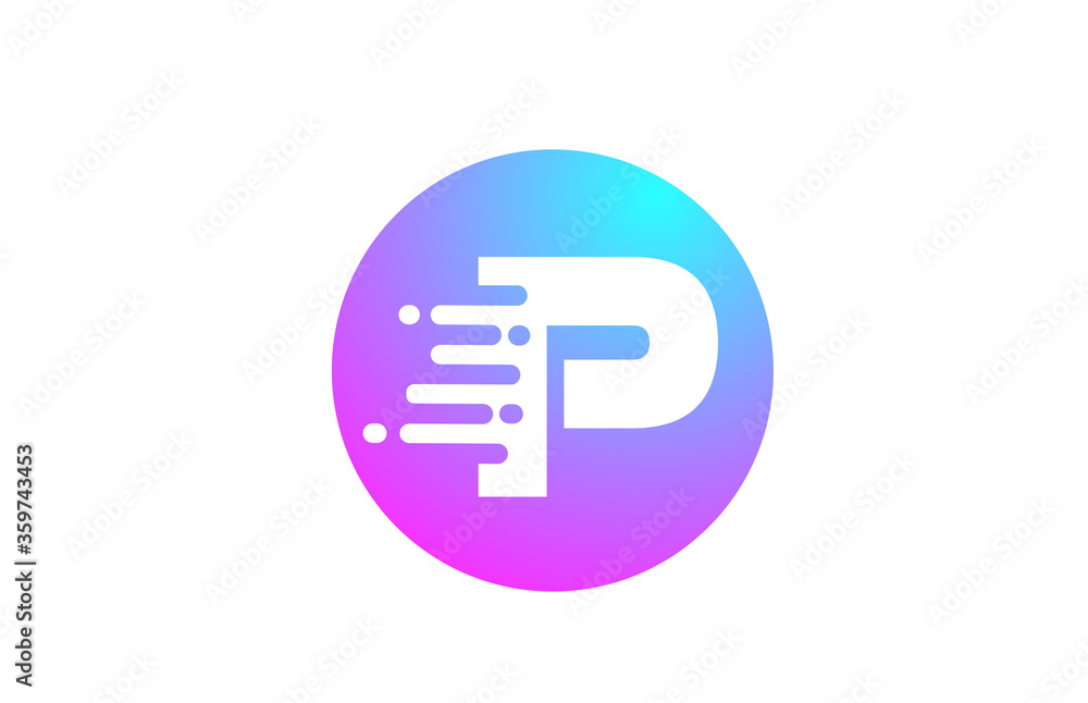 P alphabet letter logo for company and business. Blue pink circle design for identity P alphabet letter logo for company and business. Blue pink circle design for identity