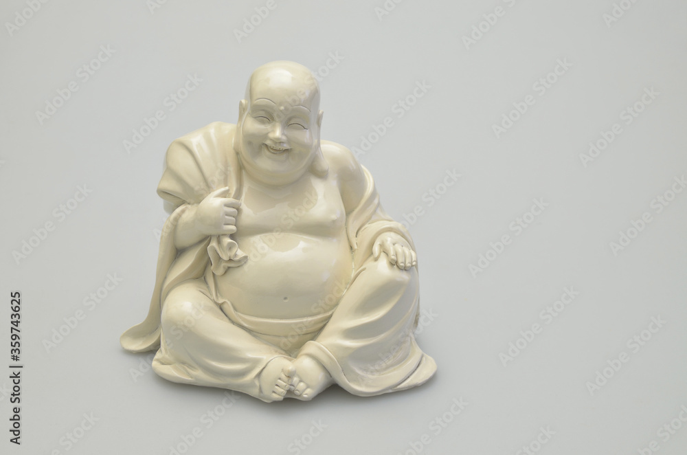 Laughing white Buddha on White Laughing white Buddha on White