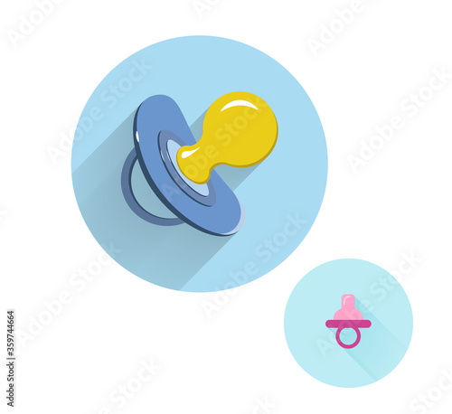baby dummy flat icon set with long shadow. baby dummy flat icon