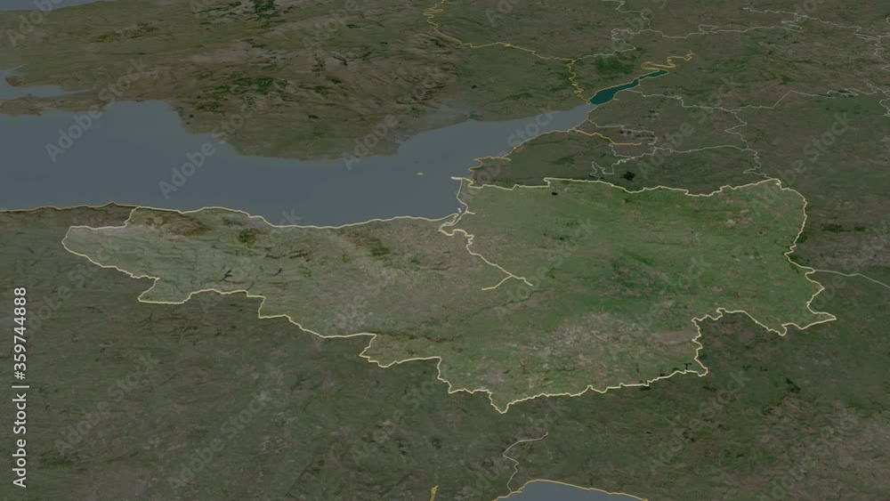 Somerset, administrative county with its capital, zoomed and extruded on the satellite map of England in the conformal Stereographic projection. Animation 3D Somerset, administrative county with its capital, zoomed and extruded on the satellite map of England in the conformal Stereographic projection. Animation 3D