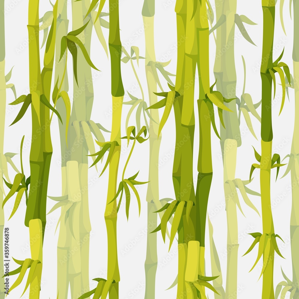 Vector background with green bamboo stems seamless pattern