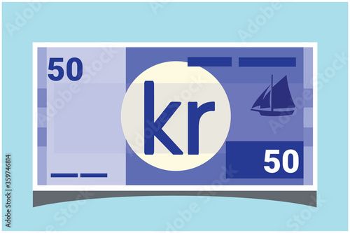 50 Swedish Krona banknotes paper money vector icon logo illustration and design. Sweden business, payment and finance element. EPS 10 Vector illustration. Can be used for web, mobile, infographic. photo