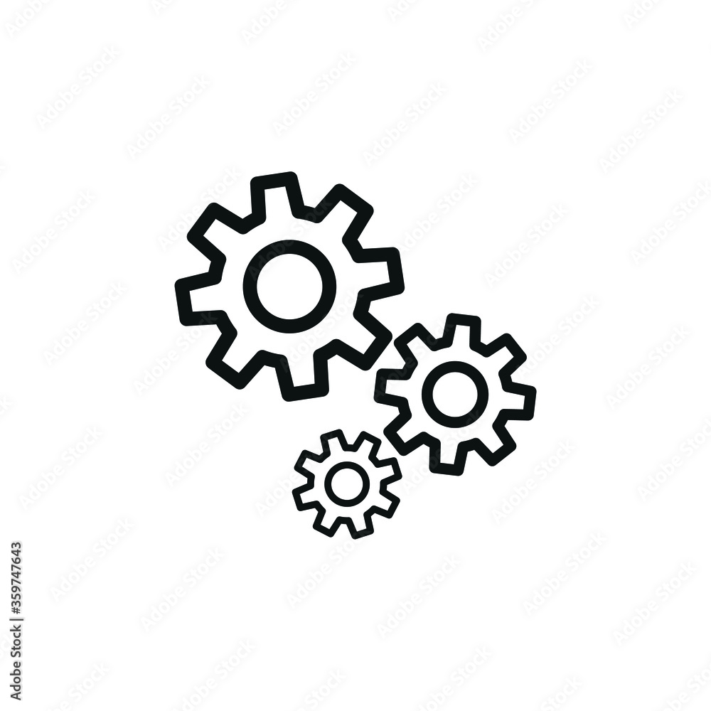 Gear line flat vector icon for mobile application, button and website design. Illustration isolated on white background. EPS 10 design, logo, app, infographic.