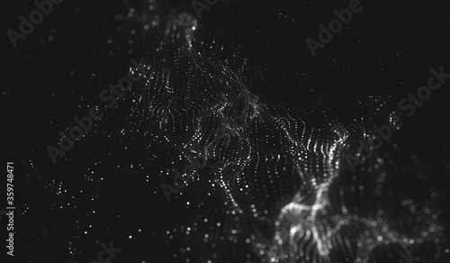 Abstract polygonal space low poly dark background with connecting dots and lines.