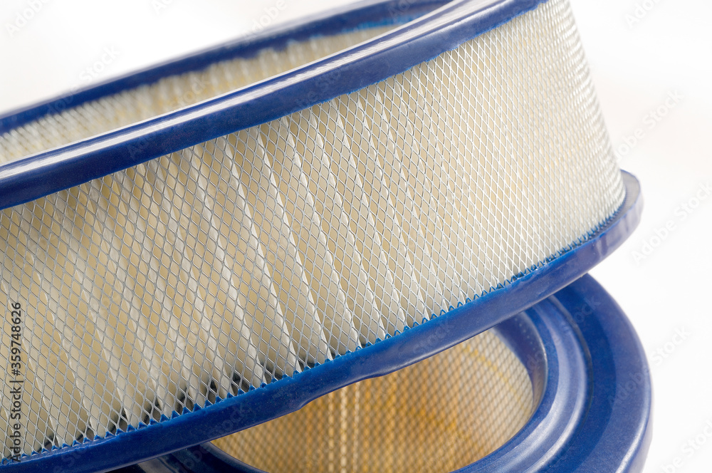 Air filter close-up used in vehicles Air filter showing multiple layers ...