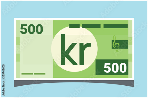 500 Swedish Krona banknotes paper money vector icon logo illustration and design. Sweden business, payment and finance element. EPS 10 Vector illustration. Can be used for web, mobile, infographic
