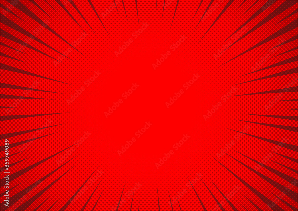 abstract red comic background cartoon style. sunlight. vector illustration.