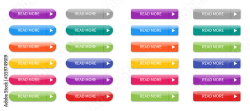 read more colorful buttons set Isolated on white background. Vector Illustration.