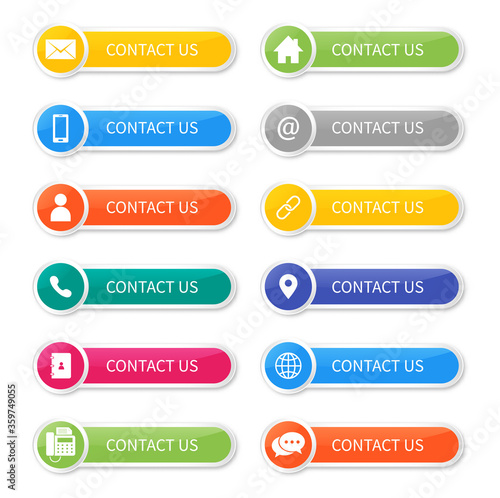 set icons of contact us button Isolated on white background. Vector Illustration.