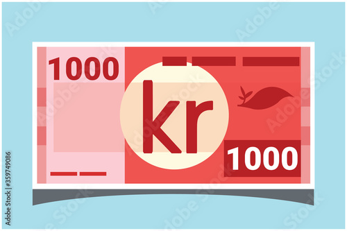 1000 Swedish Krona banknotes paper money vector icon logo illustration and design. Sweden business, payment and finance element. EPS 10 Vector illustration. Can be used for web, mobile, infographic