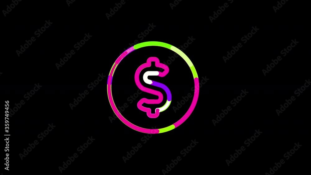 Circles gather in symbol usd circle. After it crumbles in a line and moves to the camera. Alpha channel black Circles gather in symbol usd circle. After it crumbles in a line and moves to the camera. Alpha channel black