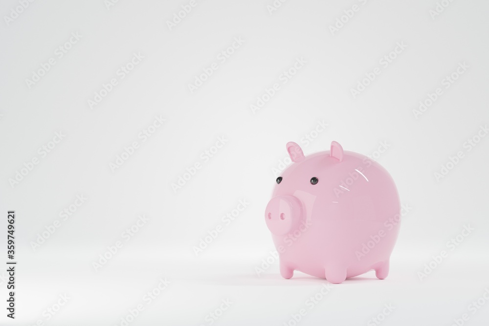 pink piggy bank. money saving concept on white background. 3d render.