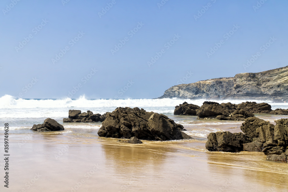 Portuguese coast. Zambujeira do Mar beach is a part of the Vicentine Coast and  Alentejo Natural Park in Portugal.