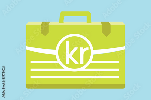 Swedish Krona Money inside case box vector icon logo illustration and design. Sweden currency, business, payment and finance element. EPS 10 Vector illustration. Can be used for web, mobile.