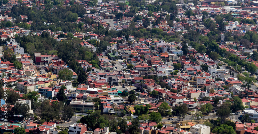 Aerial view of typical Mexican middle-class family living district