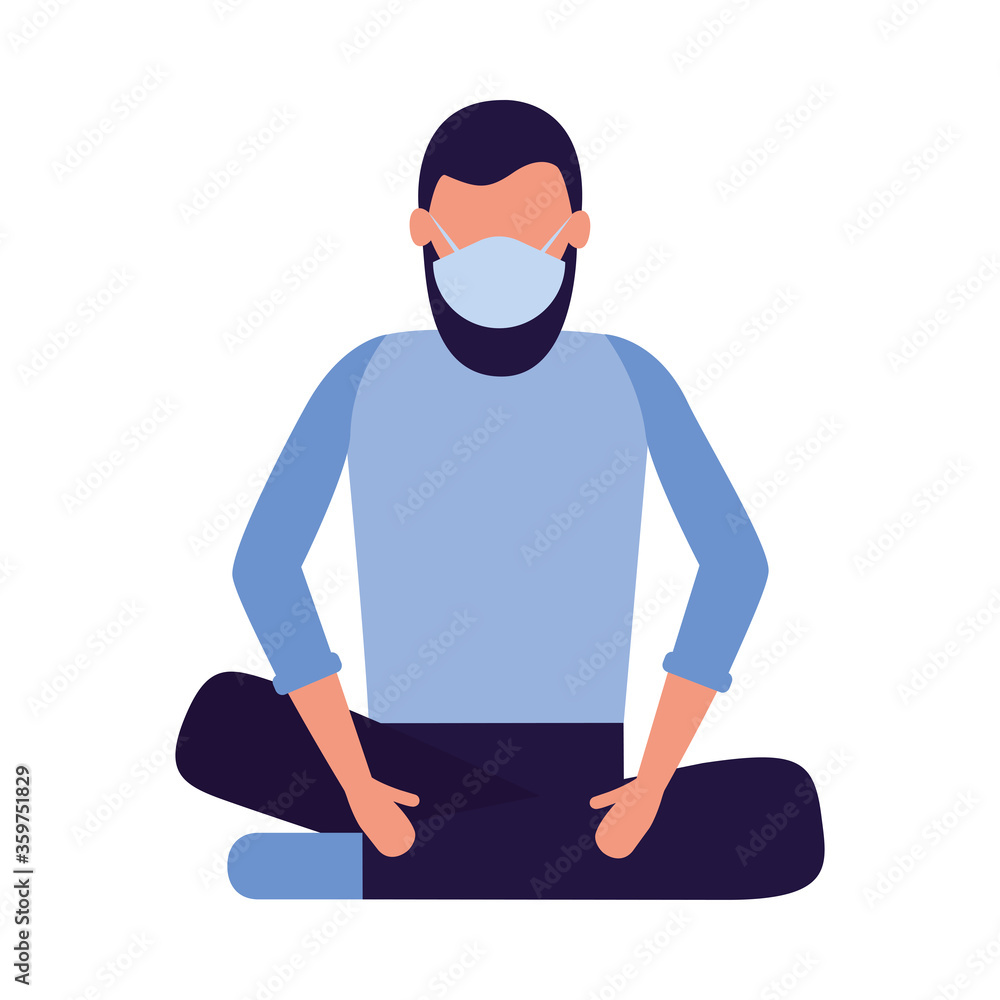 Man with medical mask vector design Man with medical mask vector design