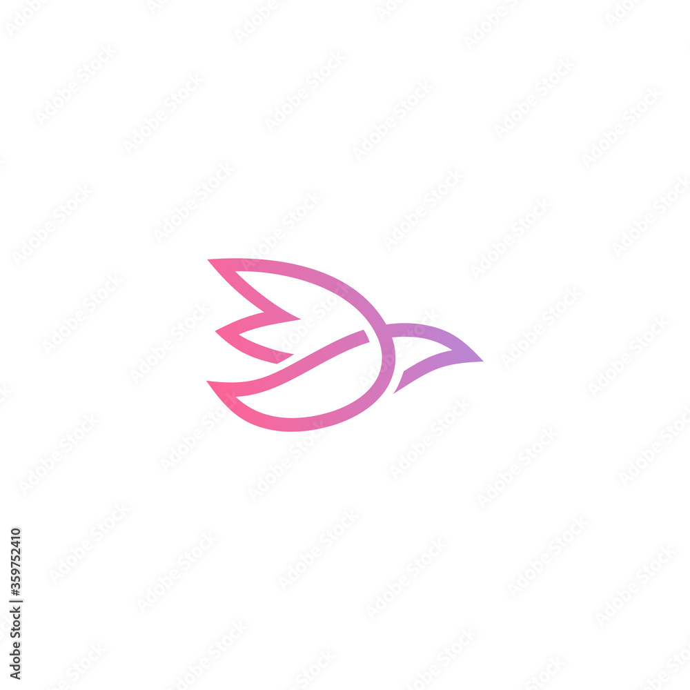purple bird logo design template