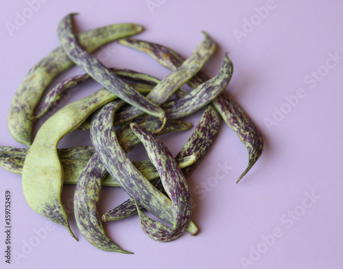 string beans on a light background close up