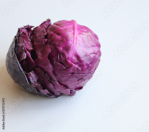 red cabbage on a white background close up