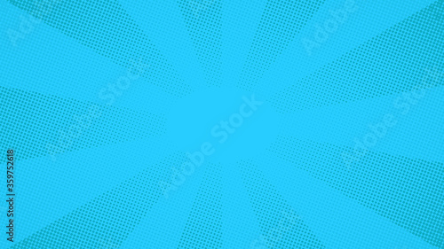 Blue pop art comic halftone dots background, vector illustration