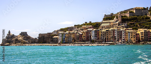 Fototapeta Naklejka Na Ścianę i Meble -  Portovenere scenic and iconic pastel colorful coast town in Cinque Terre area in Liguria, Italy