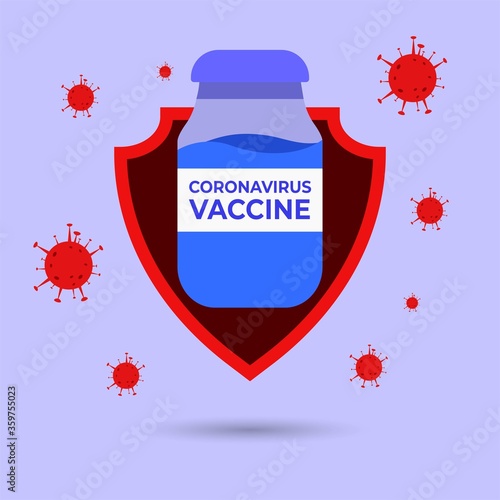 Coronavirus covid-19  vaccine with shield Vector illustration