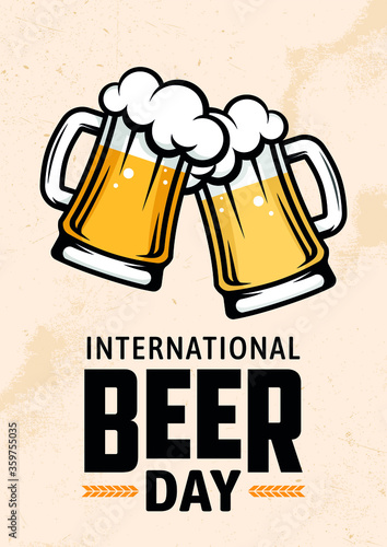International beer day. Retro poster, flyer, banner.