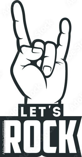 Let's Rock emblem. Retro poster, flyer, banner