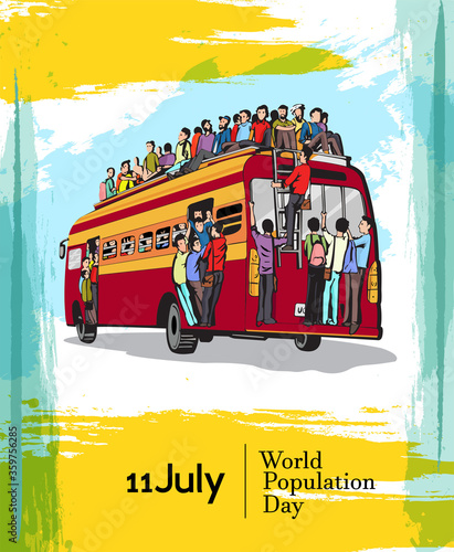 World Population Day, 11 July, Illustration,Poster Or banner Vector illustration.