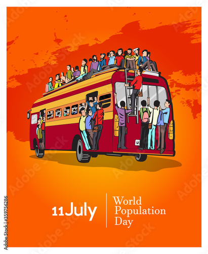 World Population Day, 11 July, Illustration,Poster Or banner Vector illustration.