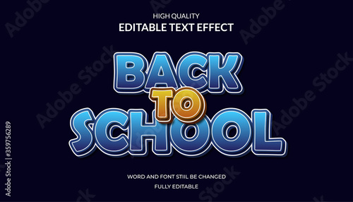 back to school text effect, editable 3d cartoon text style effect.