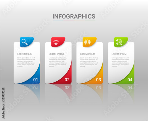 Wallpaper Mural Business data visualization, infographic template with 4 steps on gray background, vector illustration Torontodigital.ca
