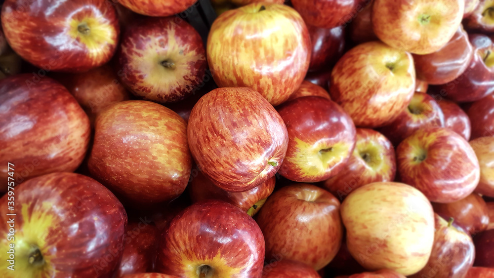 .Ripe and unripe red apple mix .Ripe and unripe red apple mix