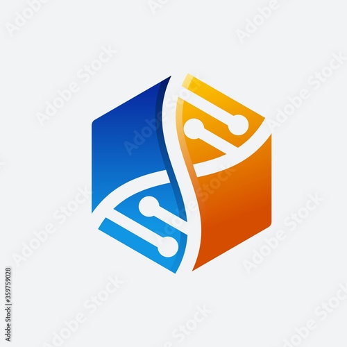 hexagon dna logo design