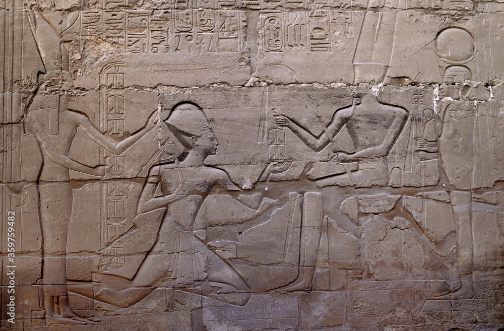 Fototapeta premium ANCIENT EGYPT ART. TEMPLES, STATUES. HIEROGLYPHS AND RELIEFS IN LUXOR. 