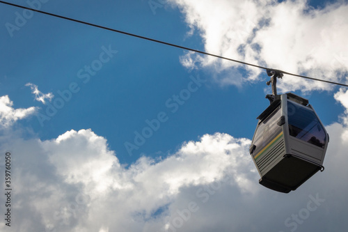Medellin, Antioquia / Colombia Febreo 24, 2019. Metrocable Line J of the Medellin Metro or Metrocable Nuevo Occidente, is a cable car line used as a medium-capacity mass transport system