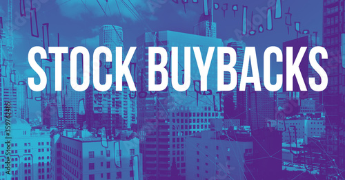 Stock Buybacks theme with downtown Los Angeles skycapers photo