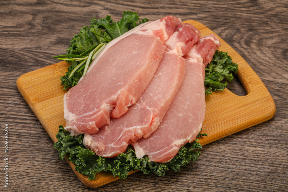 Raw pork steak for cooking