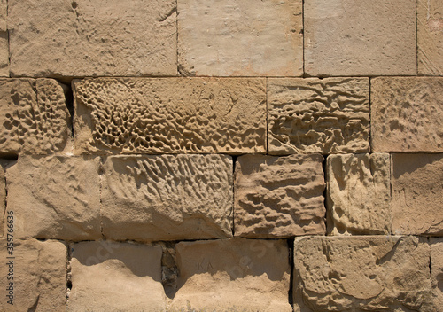 Sandstone bricks walls of Jvari Monestry, Mtskheta photo