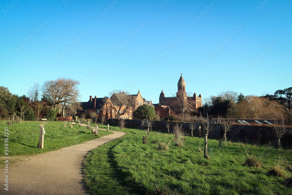 Quarr Abbey bright view, Isle of Wight, England