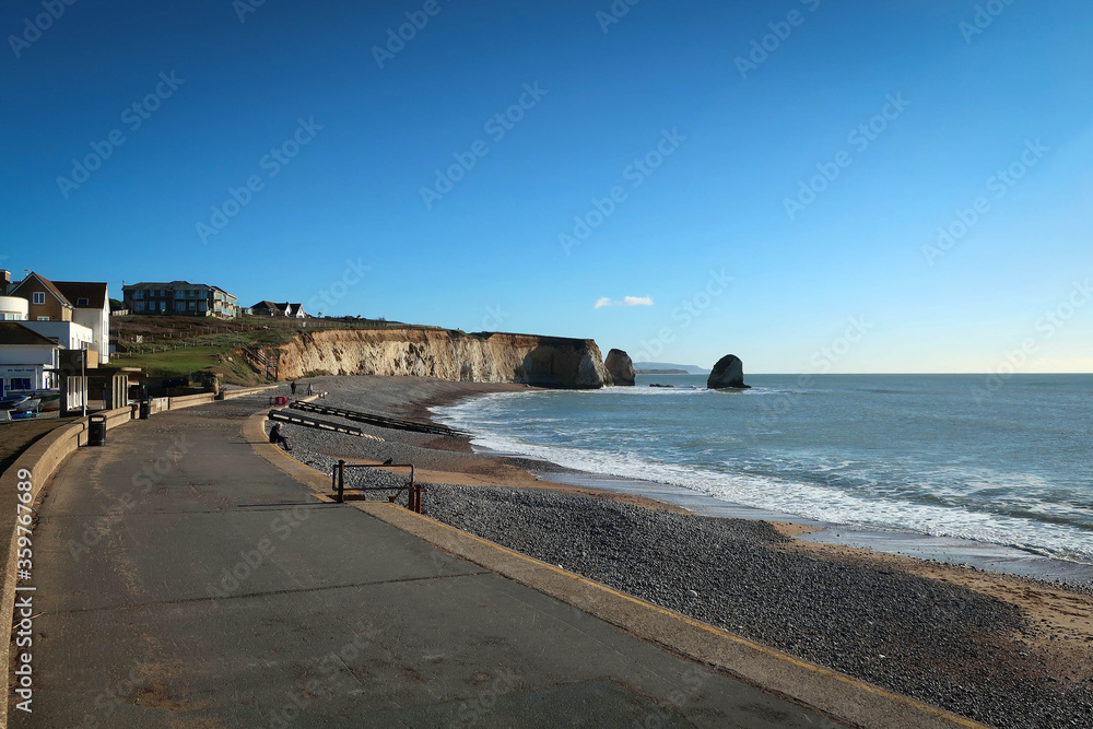 Freshwater Bay landscape by sunny day, Isle of Wight, England