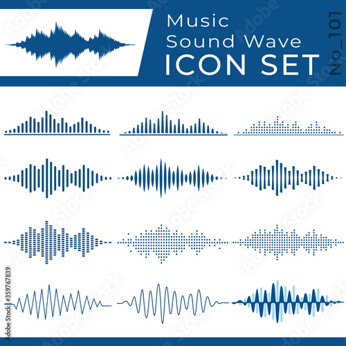 Sound waves icon set. Music sound wave equalizer vector design collection. Vector and illustration.
