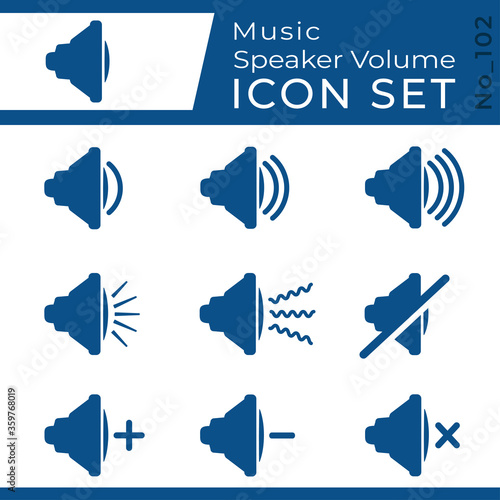 Music Speaker Volume Icons Set. Vector and illustration.
