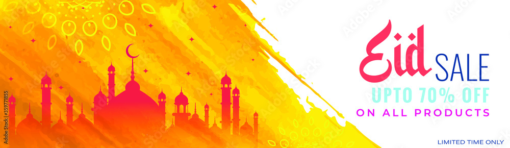 Eid sale, upto 70% off on all products, limited time only, banner, web element for business and marketing, vector illustration Eid sale, upto 70% off on all products, limited time only, banner, web element for business and marketing, vector illustration